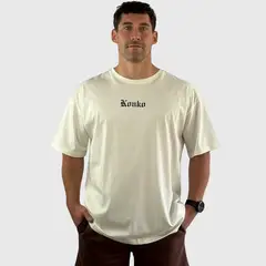 KONKO ACTIVE - Polera Over Size Premium Cotton Hard Blanca Hombre Manga Corta Konko
