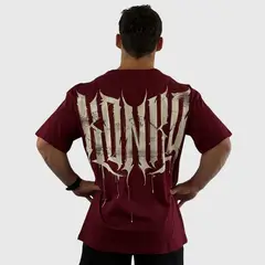 KONKO ACTIVE - Polera Over Size Premium Cotton Revenge Burdeo Hombre Manga Corta Konko