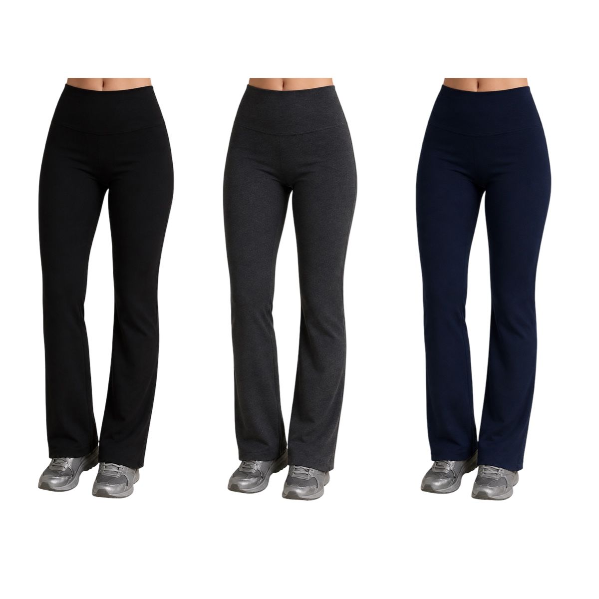 AAYO MODA - Pack 3 Calzas Rectas Mujer con Chiporro – Negro, Marengo y Azul Marino Abrigo Invierno