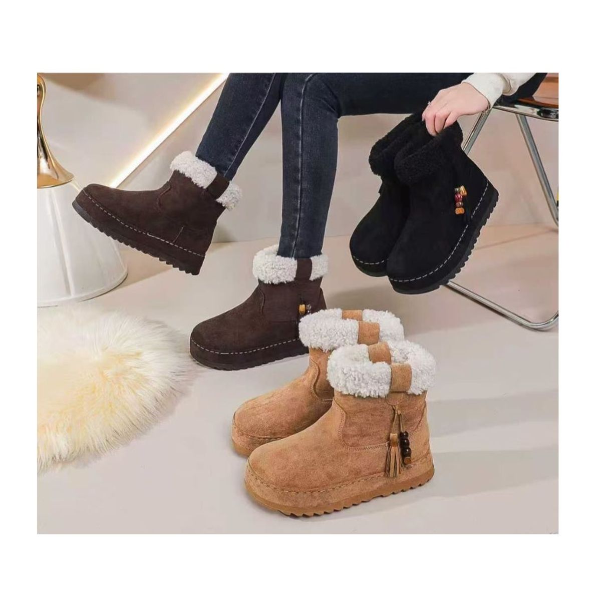 UNIVERSAL - ZAPATOS BOTAS BOTINES, FORRADAS CON CHIPORRO