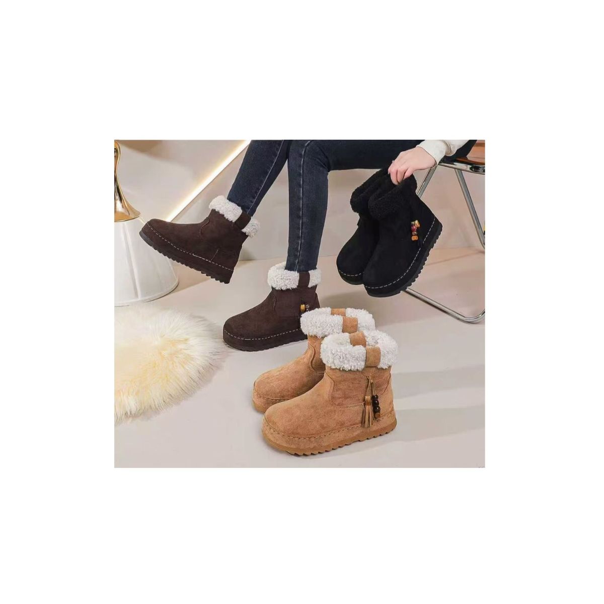 UNIVERSAL - ZAPATOS BOTAS BOTINES, FORRADAS CON CHIPORRO