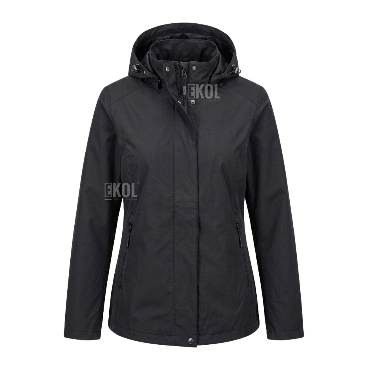 EKOL TACTICA MILITAR - Chaqueta Cortaviento Mujer con Capucha Ajustable y Cuello Alto