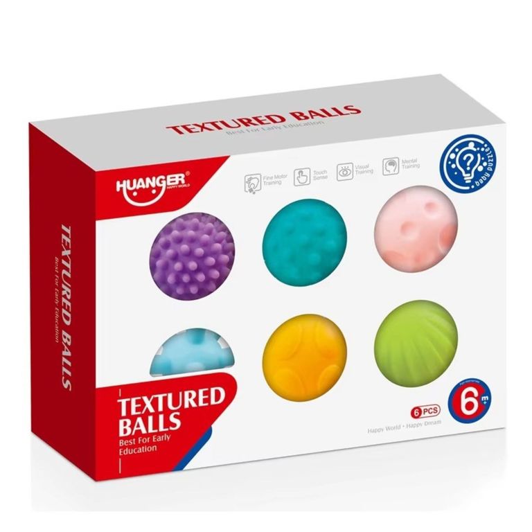 Set de 6 Pelotas Sensoriales Texturadas para Bebes  Estimulacion Temprana