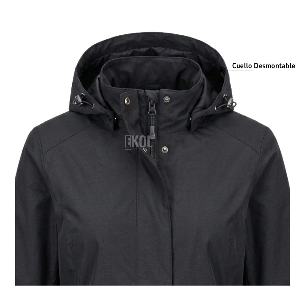 EKOL TACTICA MILITAR - Chaqueta Cortaviento Mujer con Capucha Ajustable y Cuello Alto