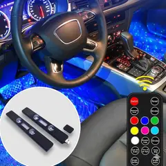 GENERICO - Kit LED Ambiente Interior Auto USB 4 Tiras RGB con Control Remoto Tecnovalp