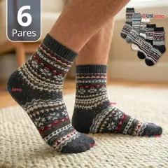 UTILISIMO - Pack 6 Calcetines Toalla Grueso Hombre Surtidos Frío Invierno