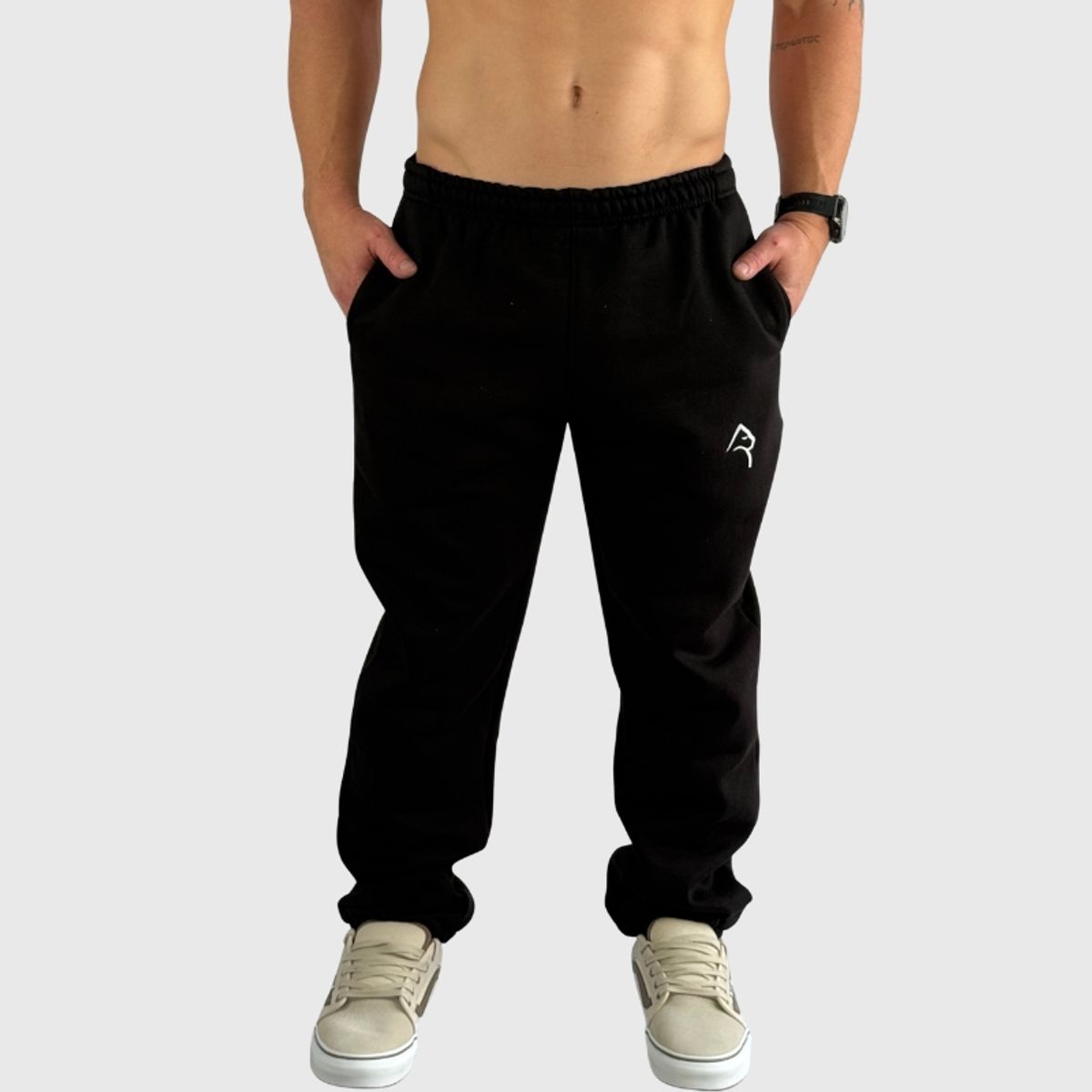 KONKO ACTIVE - Pantalon Buzo Jogger Relax Cotton Negro Hombre Algodón Deportivo Konko