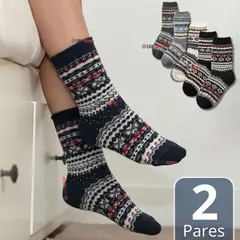 UTILISIMO - Pack 2 Calcetines Toalla Grueso Mujer Colores Surtidos Frío Invierno