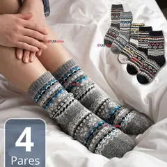 UTILISIMO - Pack 4 Calcetines Toalla Grueso Mujer Colores Surtidos Frío Invierno