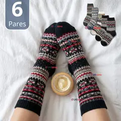 UTILISIMO - Pack 6 Calcetines Toalla Grueso Mujer Colores Surtidos Frío Invierno