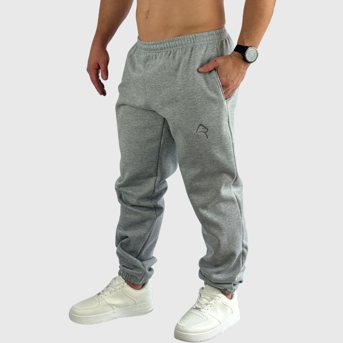 KONKO ACTIVE - Pantalon Buzo Jogger Relax Cotton Gris Hombre Algodón Deportivo Konko