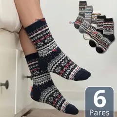 UTILISIMO - Pack 6 Calcetines Toalla Grueso Mujer Colores Surtidos Frío Invierno