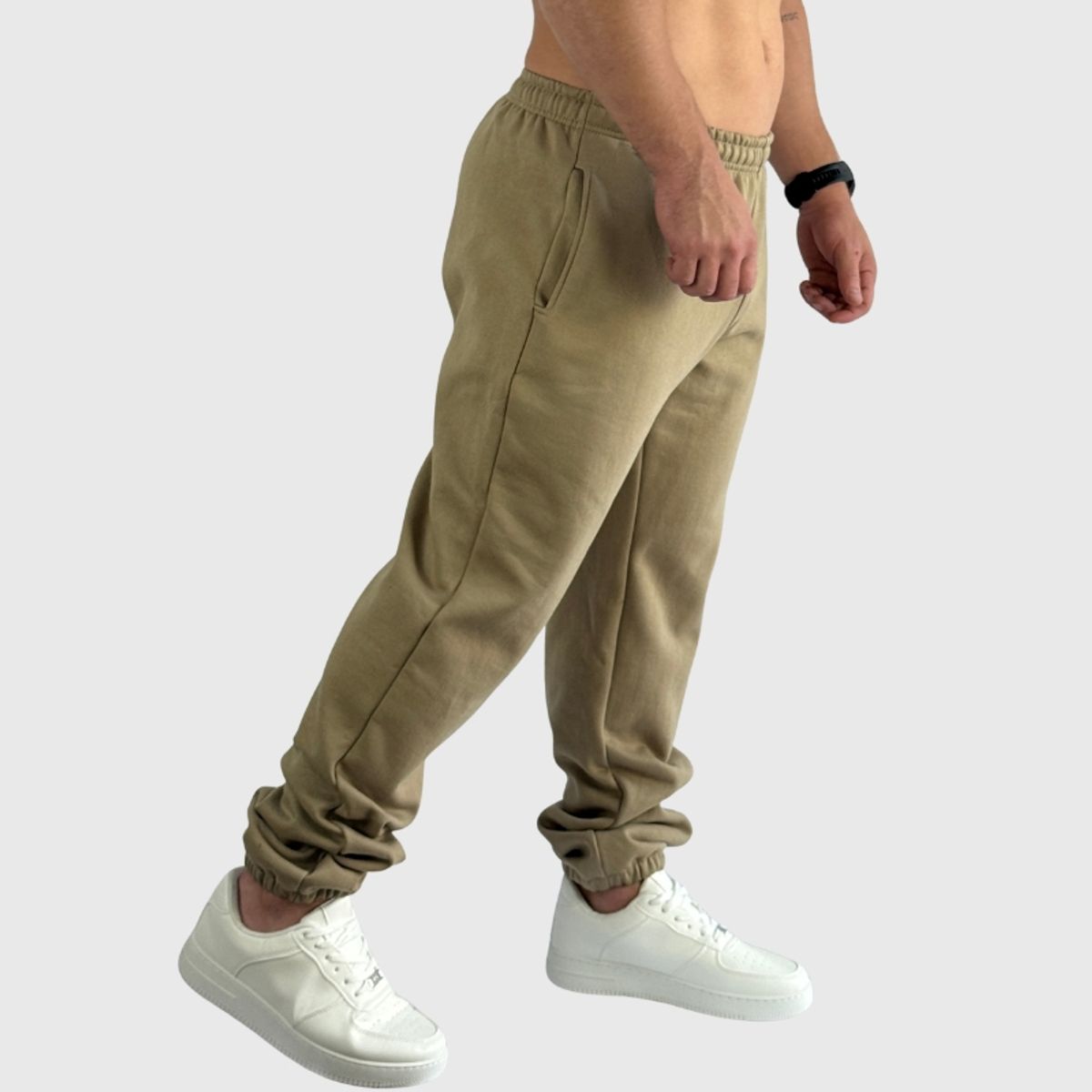 KONKO ACTIVE - Pantalon Buzo Jogger Relax Cotton Beige Hombre Algodón Deportivo Konko