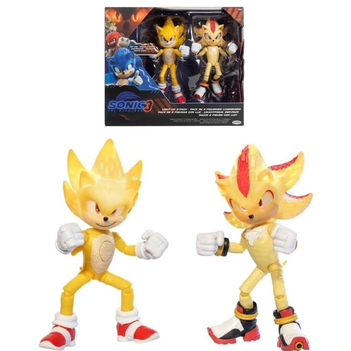 JAKKS PACIFIC - Pack 2 Figuras Super Sonic Super Shadow con Luces Jakks Pacific Sonic 3