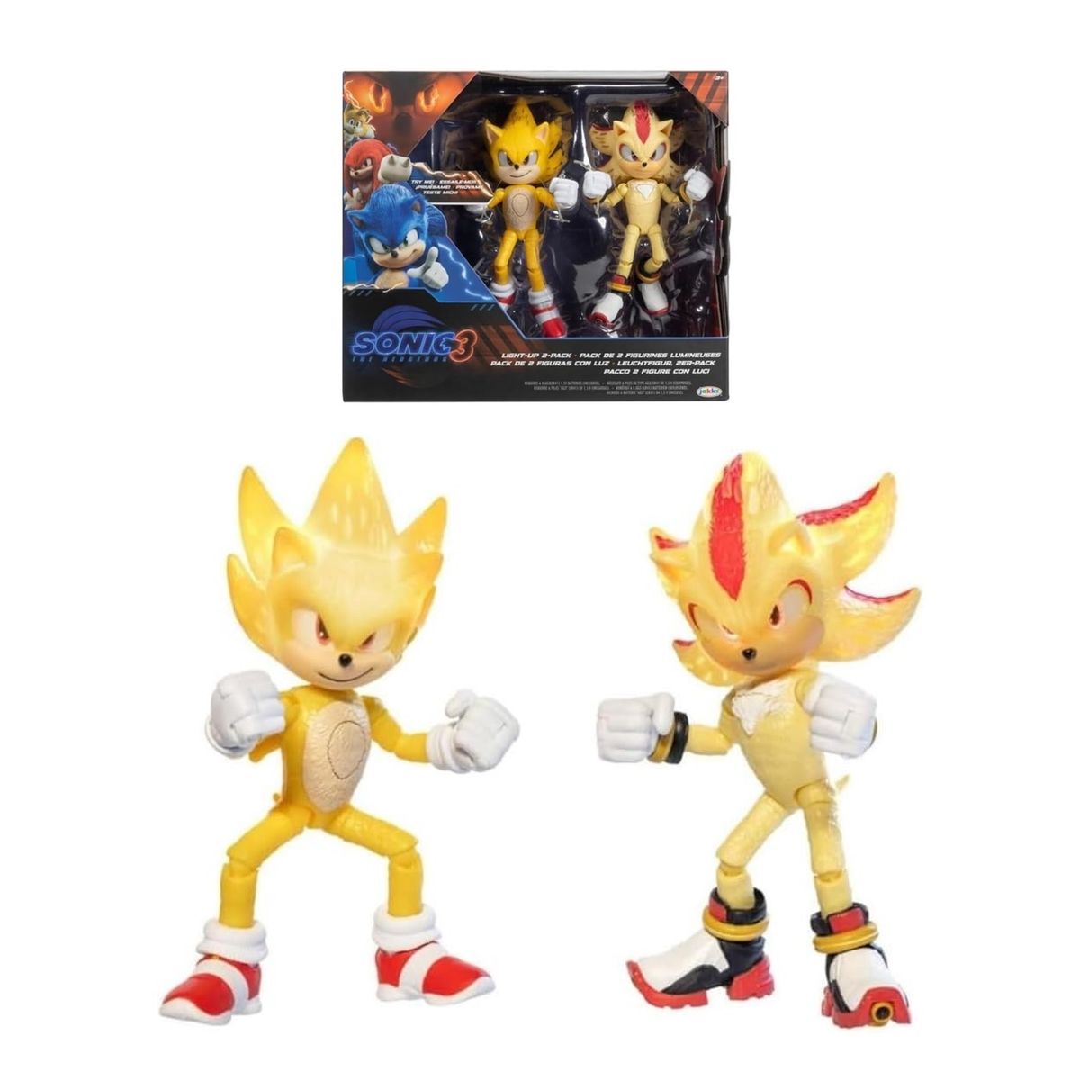 JAKKS PACIFIC - Pack 2 Figuras Super Sonic Super Shadow con Luces Jakks Pacific Sonic 3