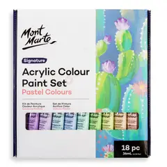 MONT MARTE - Estuche 18 pinturas acrílicas Colores Pastel