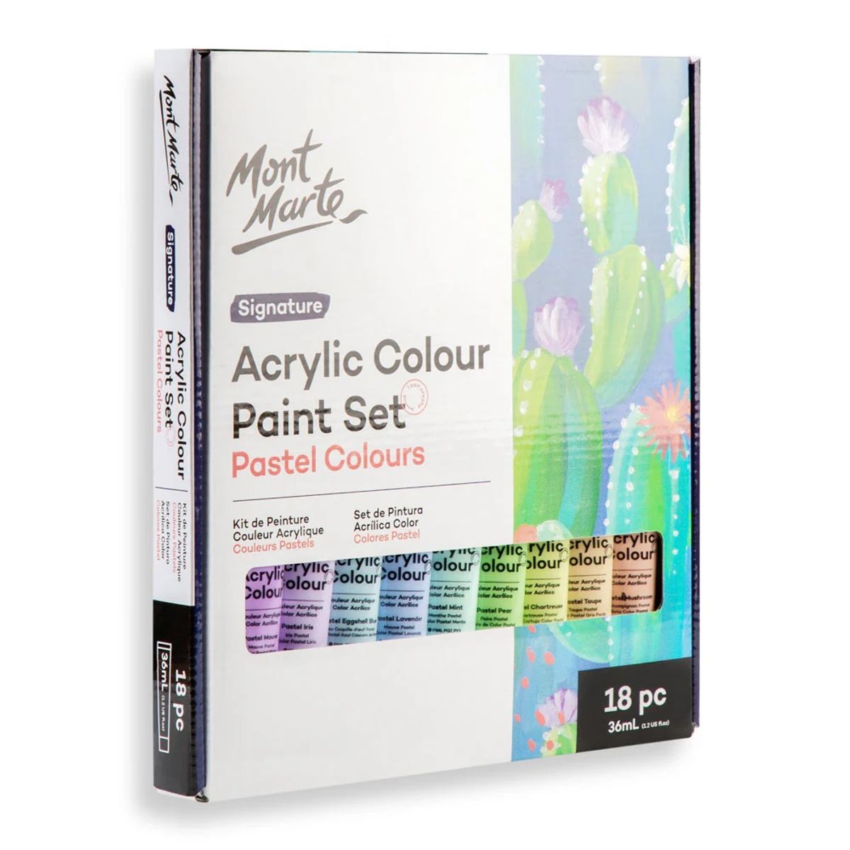 MONT MARTE - Estuche 18 pinturas acrílicas Colores Pastel