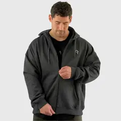 KONKO ACTIVE - Poleron Zip Relax Cotton Con Gorro Grafito Hombre Konko