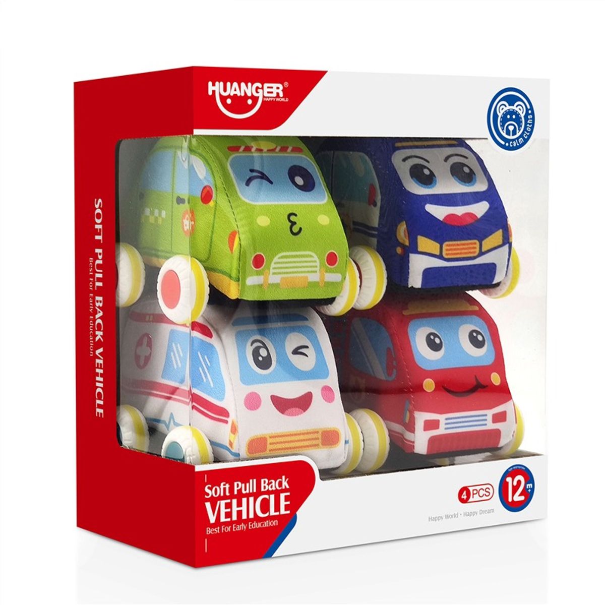 GENERICO - Set de 4 Autos de Peluche para Bebés - Vehículos de Tela Blandos y Seguros