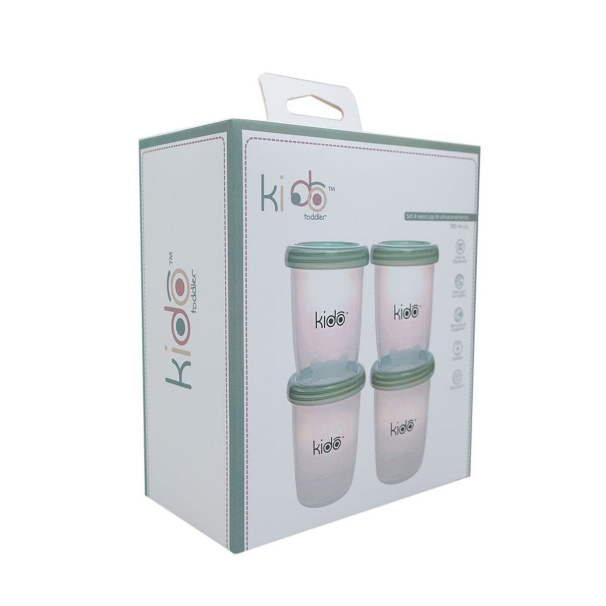 GENERICO - SET 4 VASOS PP DE ALMACENAMIENTO 180ML KIDO
