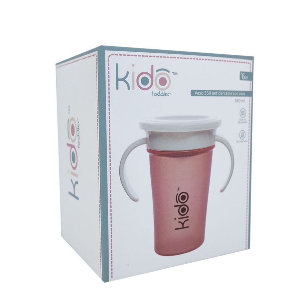 GENERICO - VASO ANTIDERRAME 280ML CON ASAS KIDO ROSADO