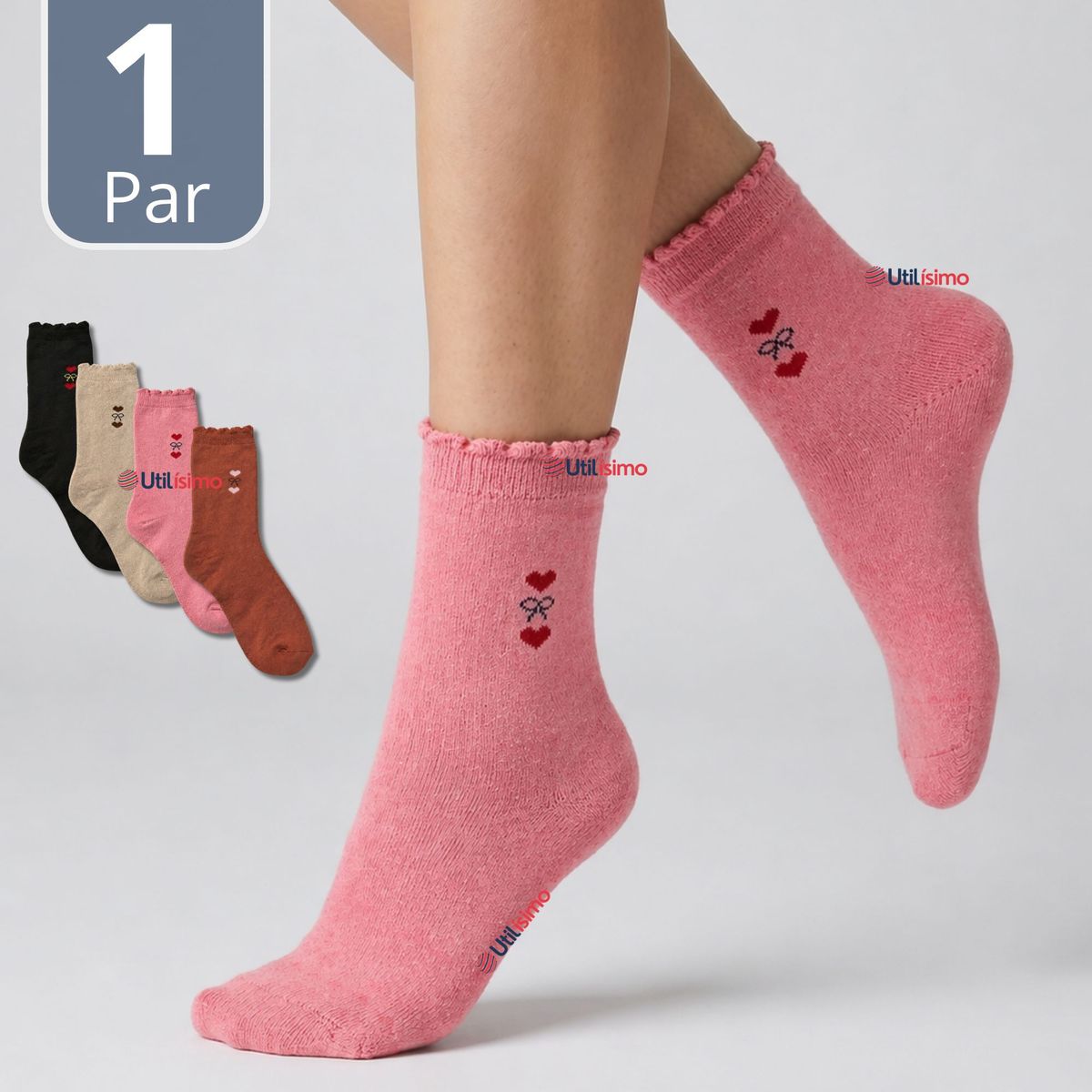UTILISIMO - Calcetín Mujer Algodón con Toalla Colores Surtidos Invierno