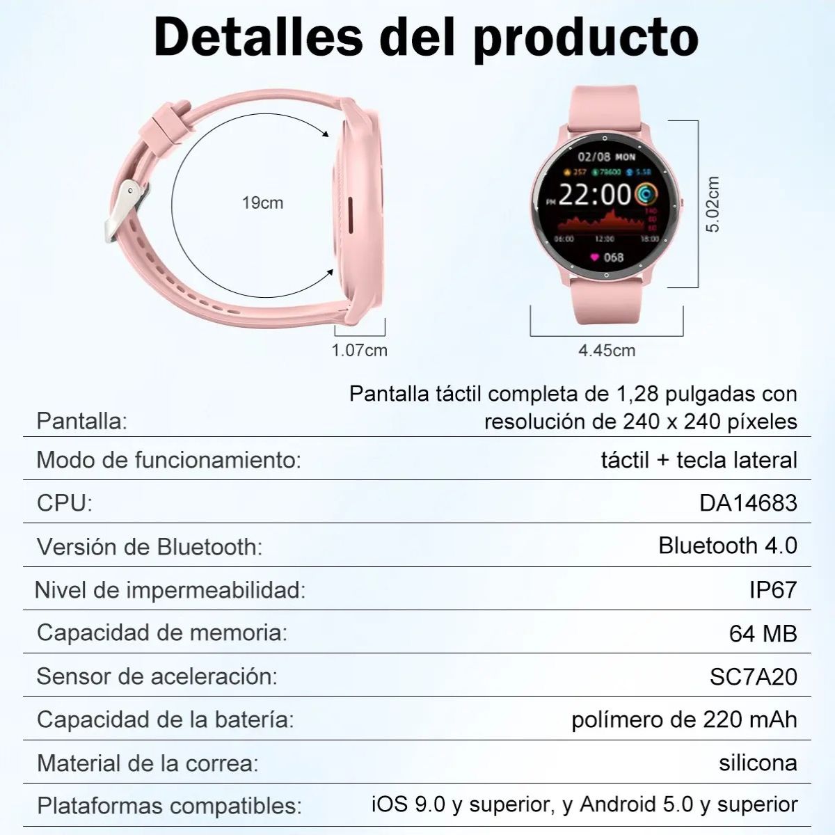 GENERICO - Smartwatch Bluetooth Correa Deportiva Silicona Ip67 Labg