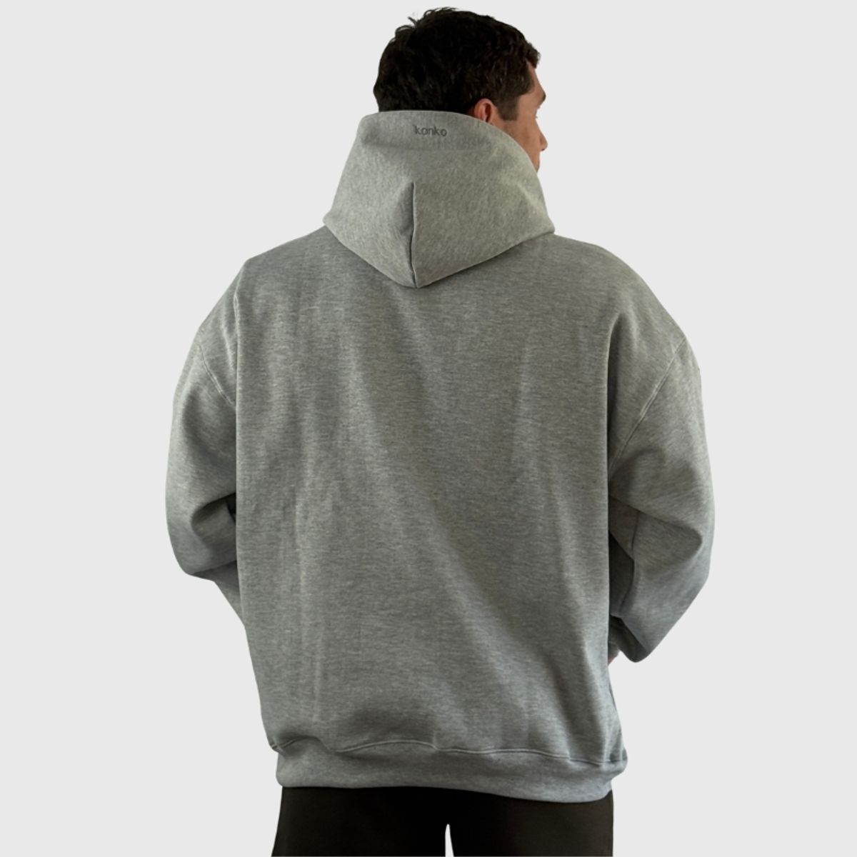 KONKO ACTIVE - Poleron Canguro Relax Cotton Con Gorro Gris Hombre Konko