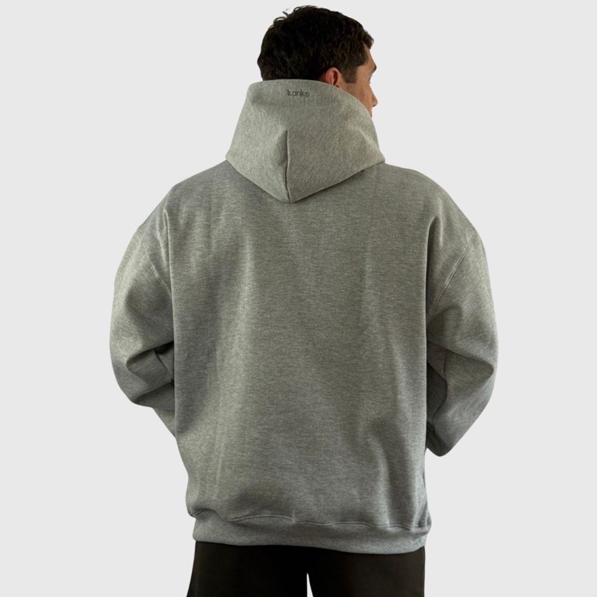 KONKO ACTIVE - Poleron Canguro Relax Cotton Con Gorro Gris Hombre Konko