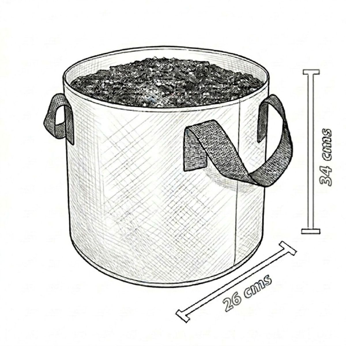 GENERICO - Pack 5 Macetas Redondas Geotextil 18 Litros