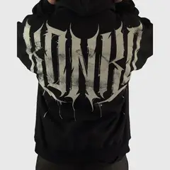 KONKO ACTIVE - Poleron Canguro Wild Revenge Con Gorro Negro Hombre Konko