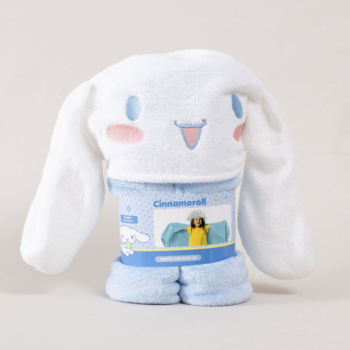 MASHINI - MANTA CAPUCHA INFANTIL 3D 70X150 CM CINNAMOROLL