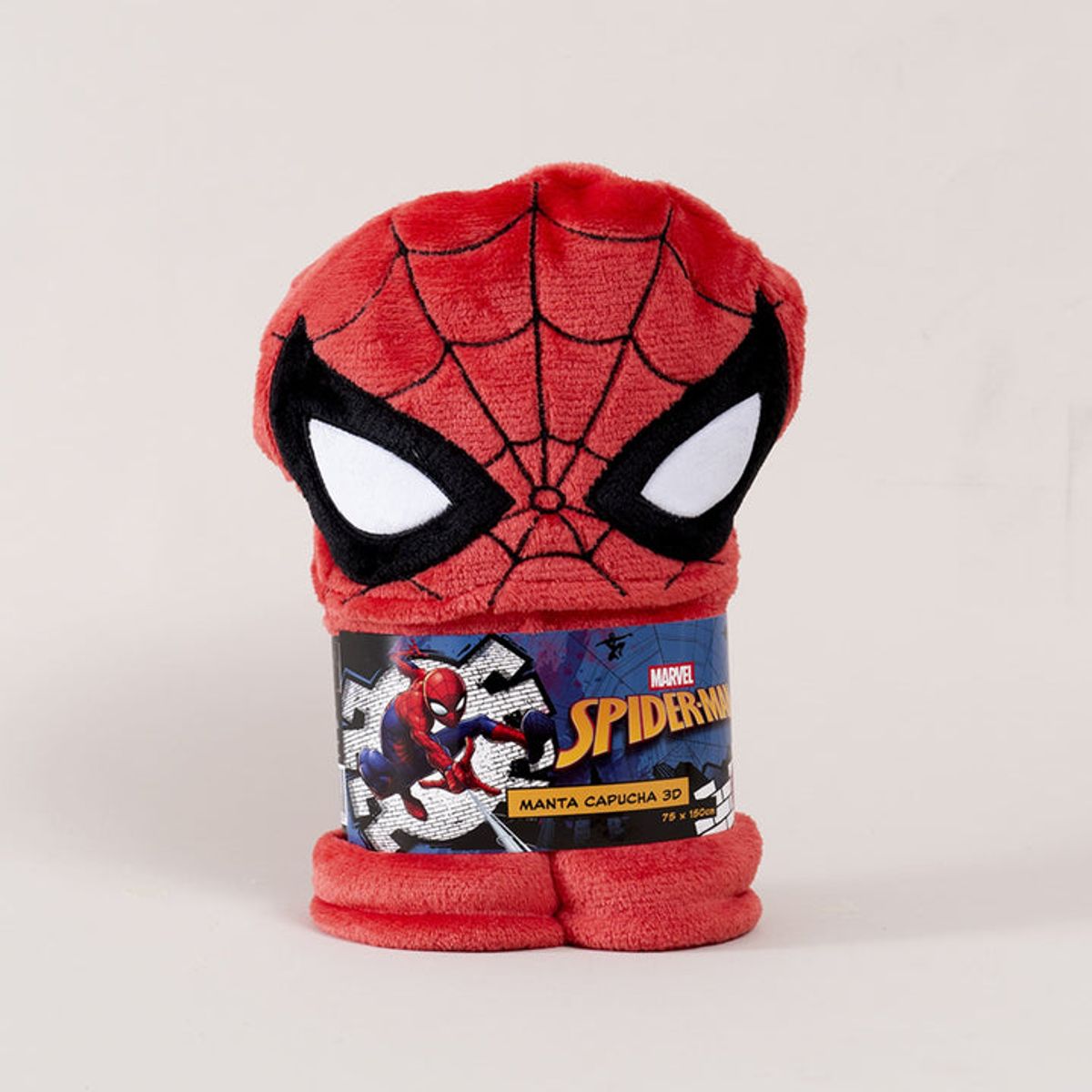 MASHINI - MANTA CAPUCHA INFANTIL 3D 70X150 CM SPIDERMAN