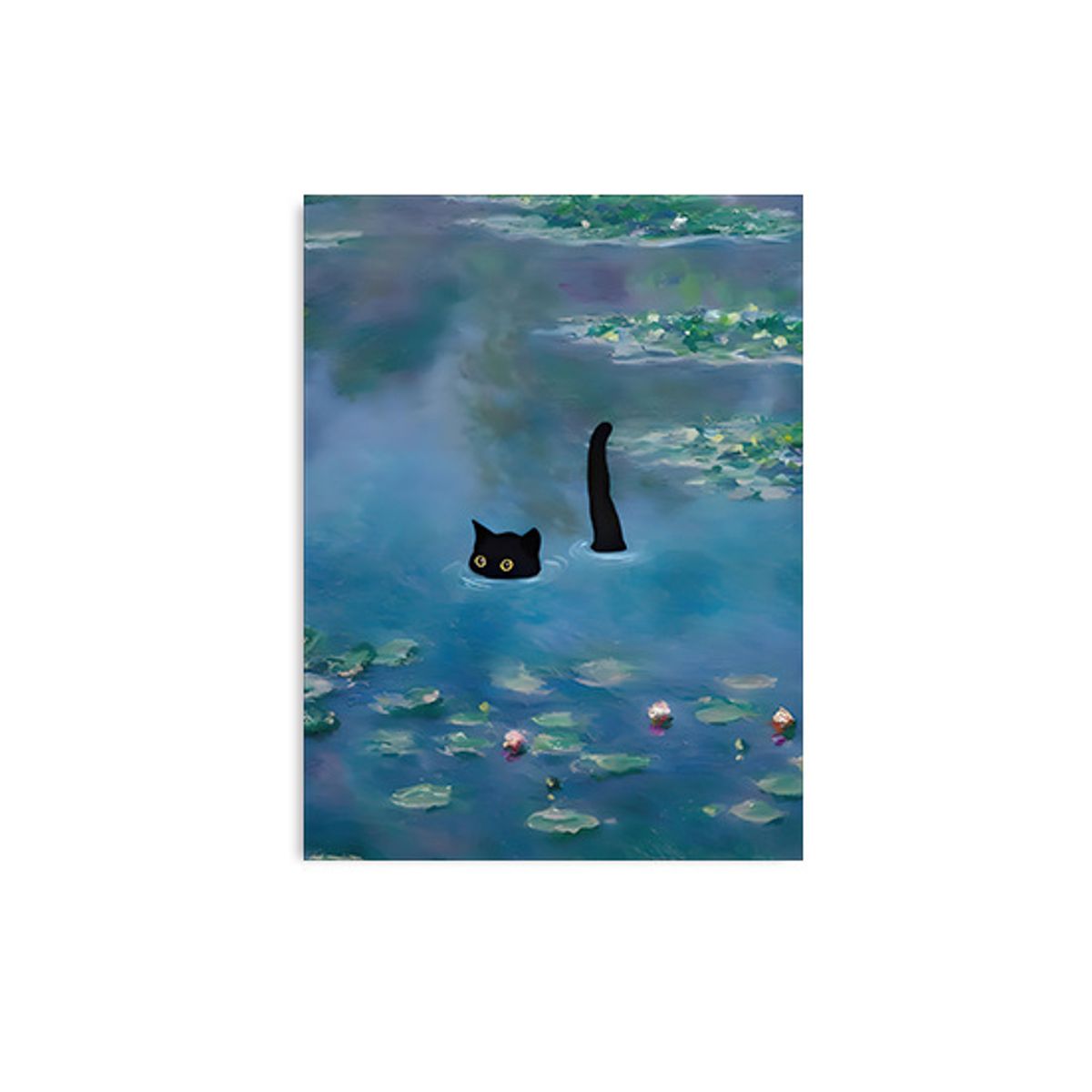 VATYERTY - 1 Póster De Lienzo De Gato Negro Y Nenúfares