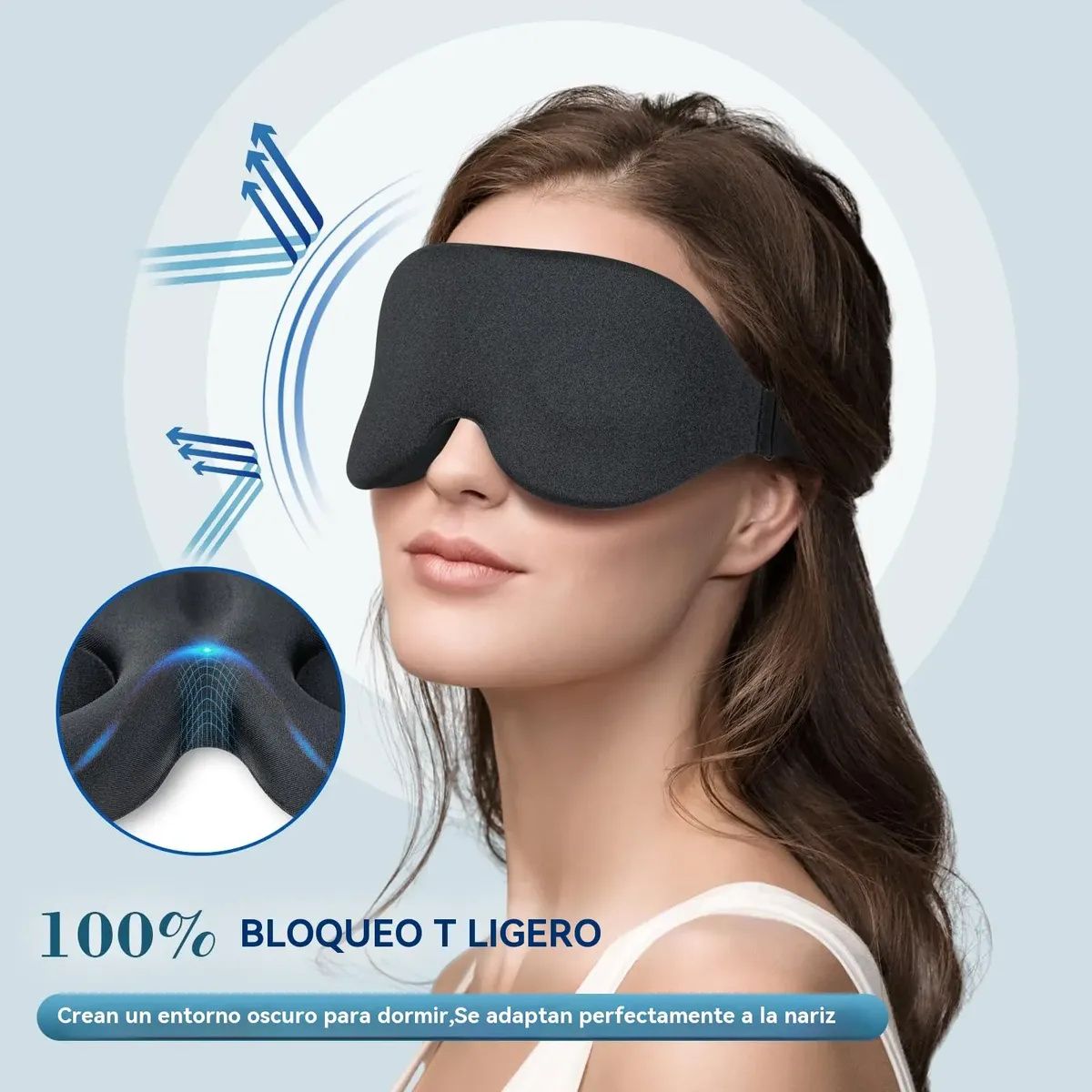 KUANGYE - 3d Antifaz Para Dormir No Presiona Ojos Ajustable Sueño