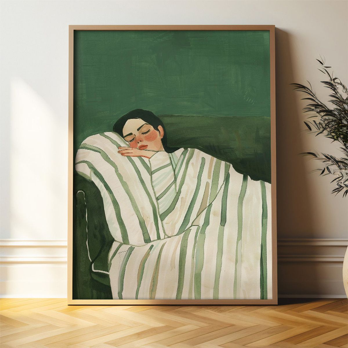VATYERTY - Póster De Lienzo Abstracto De Mujer Verde Esmeralda