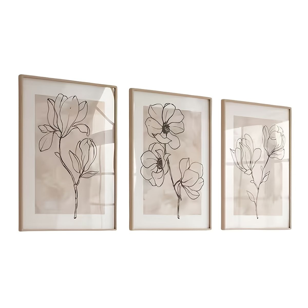 VATYERTY - Set of 3 Lienzos Florales Botánicos Minimalistas Modernos