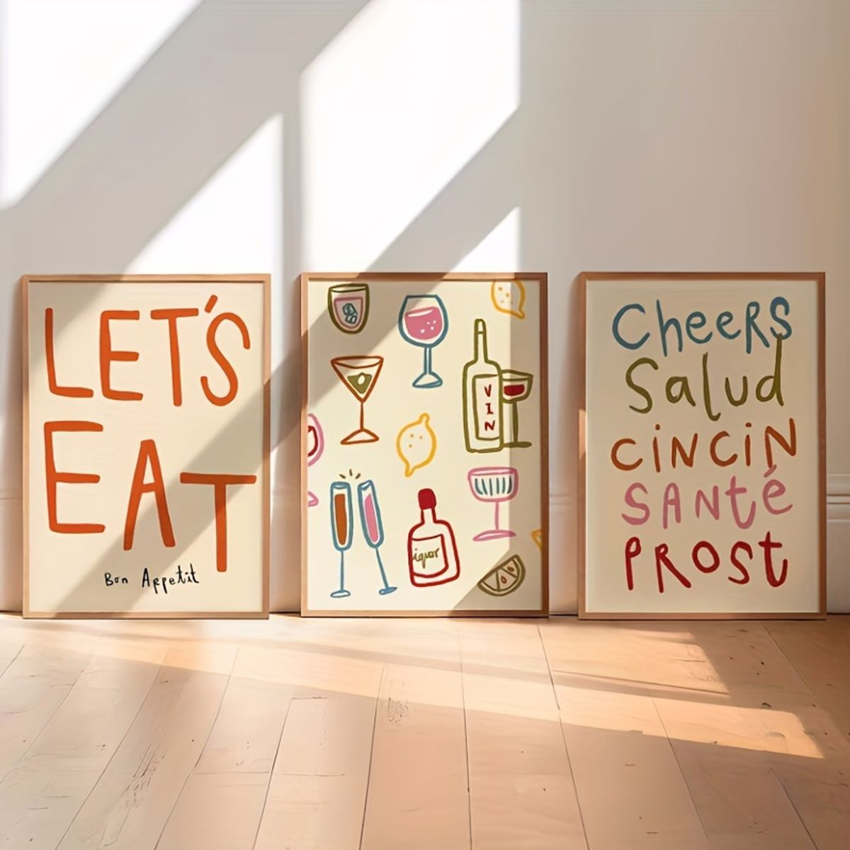 VATYERTY - Set of 3 Lienzos Coloridos Cheers Para Comedor Retro