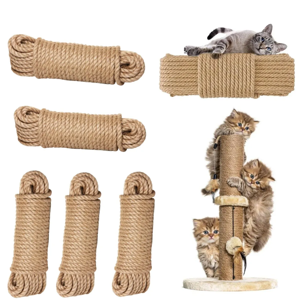 KUANGYE - 90M Cuerda Yute cáñamo 6mm-manualidades,poste rascador gatos