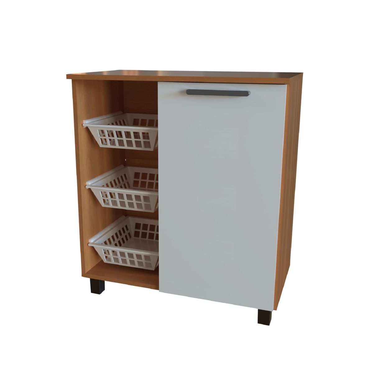 DUSCHY - Mueble multi uso con frutero y 1 puerta 68x38x77 cm blanco Fika
