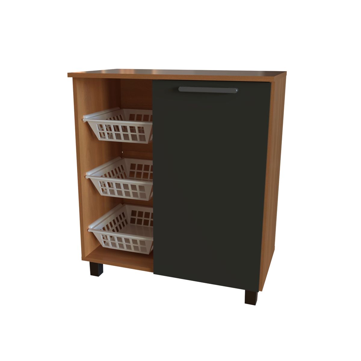 DUSCHY - Mueble multi uso con frutero y 1 puerta 68x38x77 cm Gris Fika