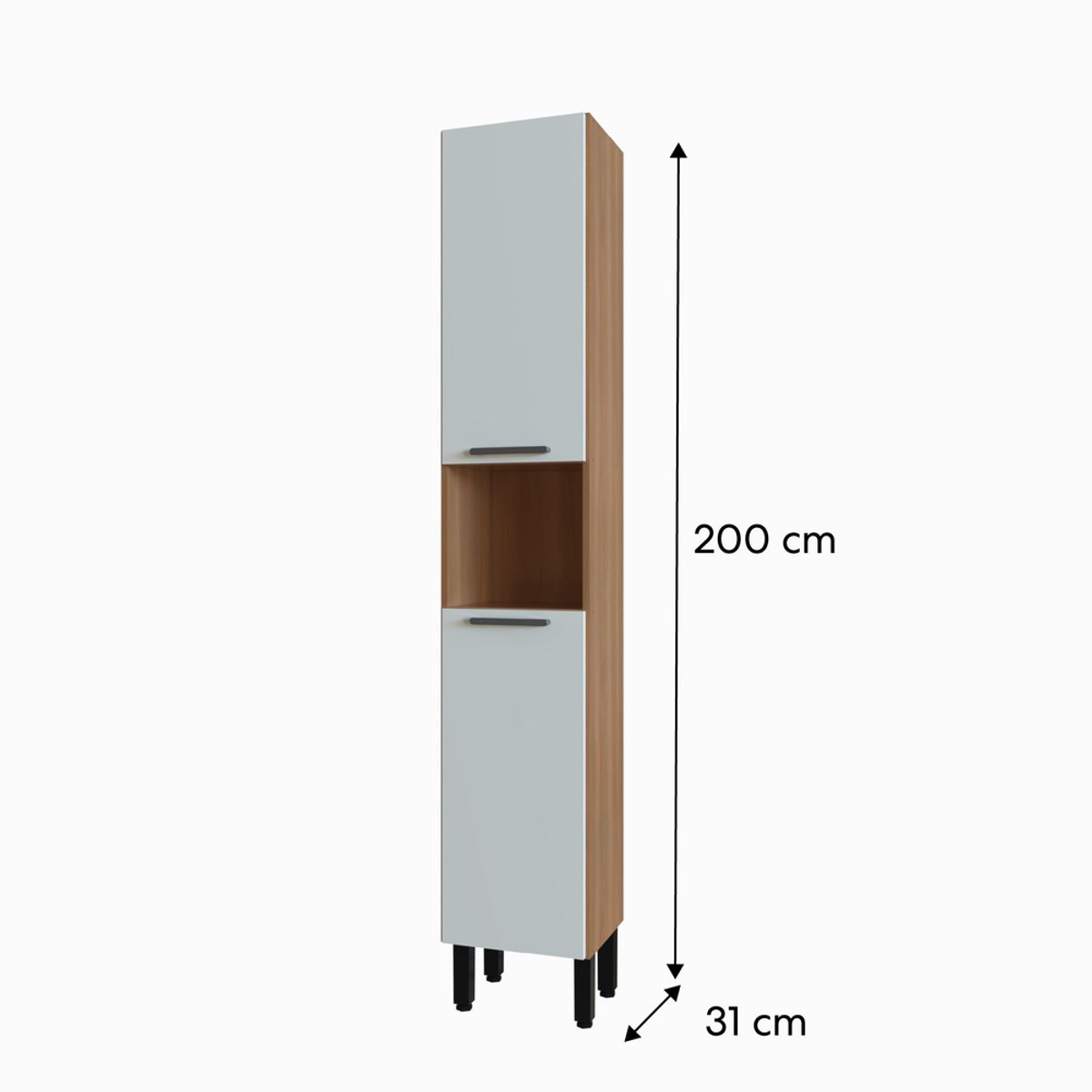 DUSCHY - Mueble Torre despensa 2 puertas 35x200x31 cm Blanco Firenze