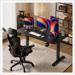 GENERICO - Escritorio Eléctrico Ajustable 120cm Oficina + Silla Ergonómica Reclinable con Reposapiés IKEMMA