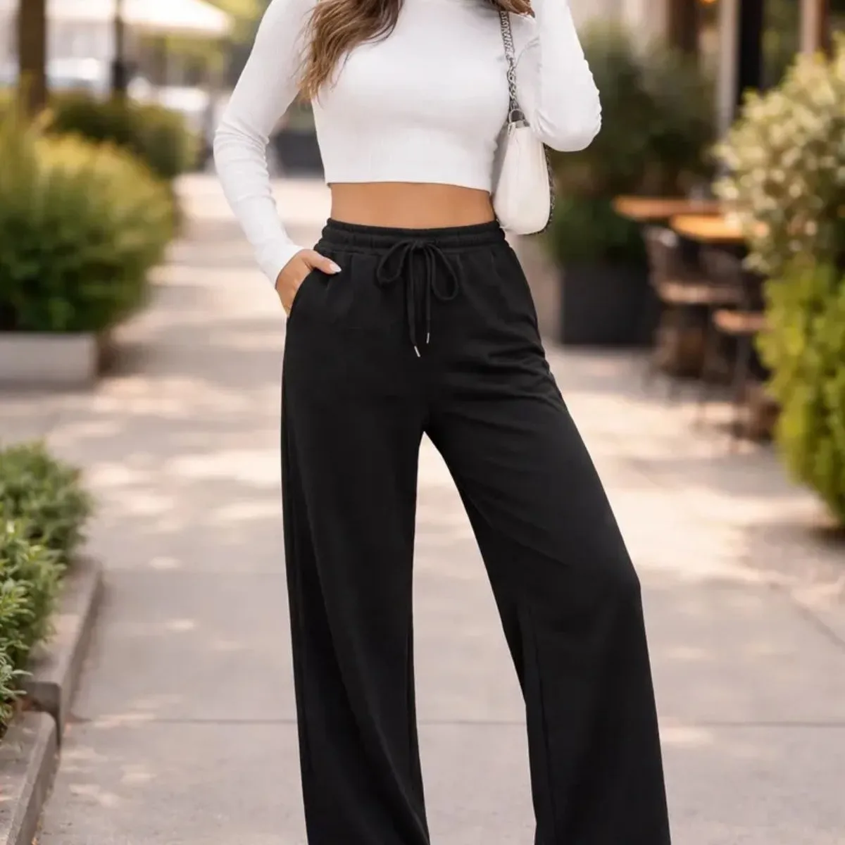 LOOK SHOP - Pantalón Jogger Mujer Recto Forro Interior Corderito. Grueso 8675