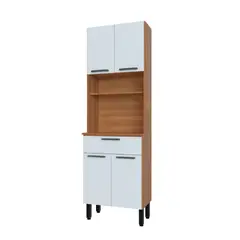 DUSCHY - Mueble despensa 4 puertas 1 cajón 60x190x36 cm Blanco Firenze