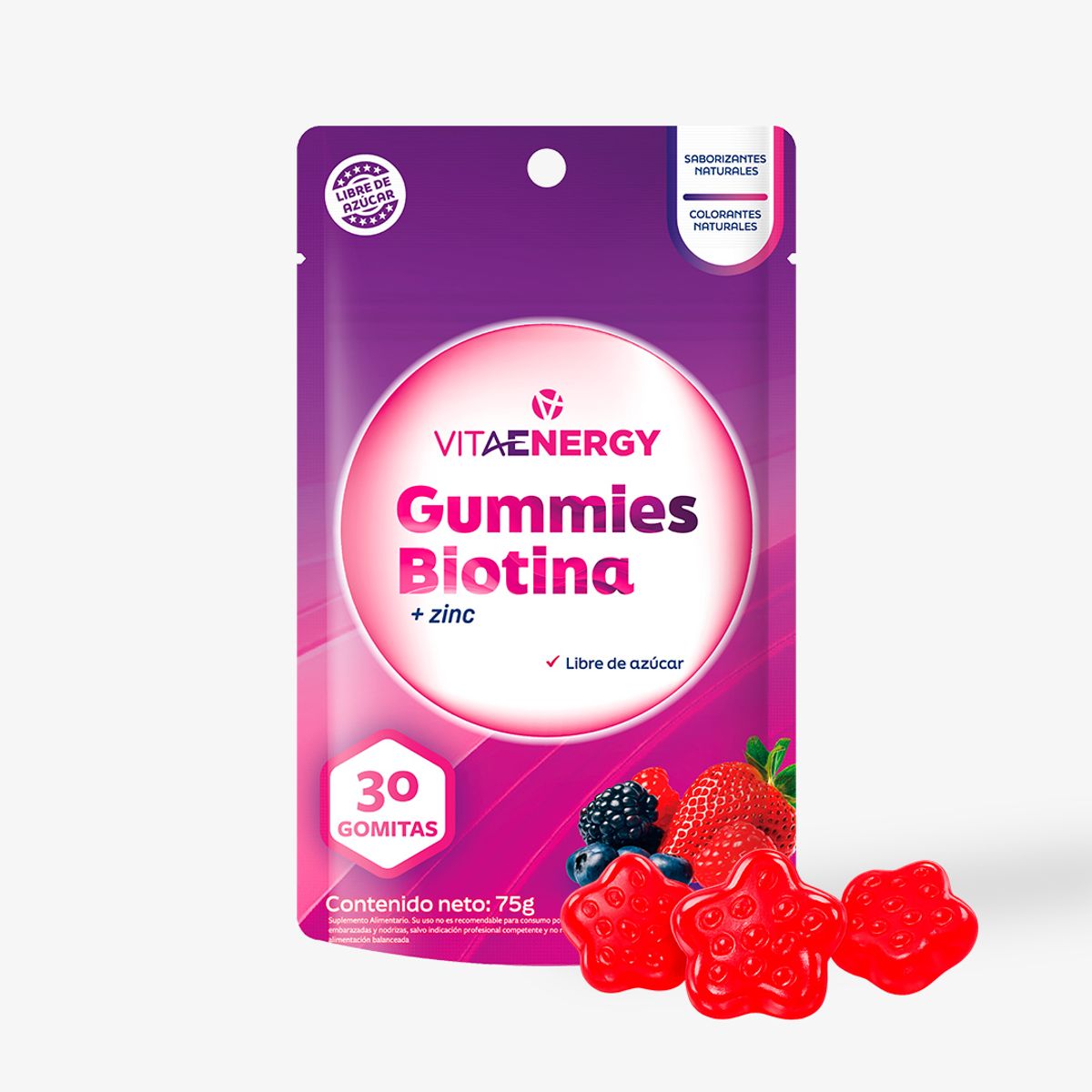 VITAENERGY - Gomitas de Biotina + Zinc Vitaenergy 30 gomitas