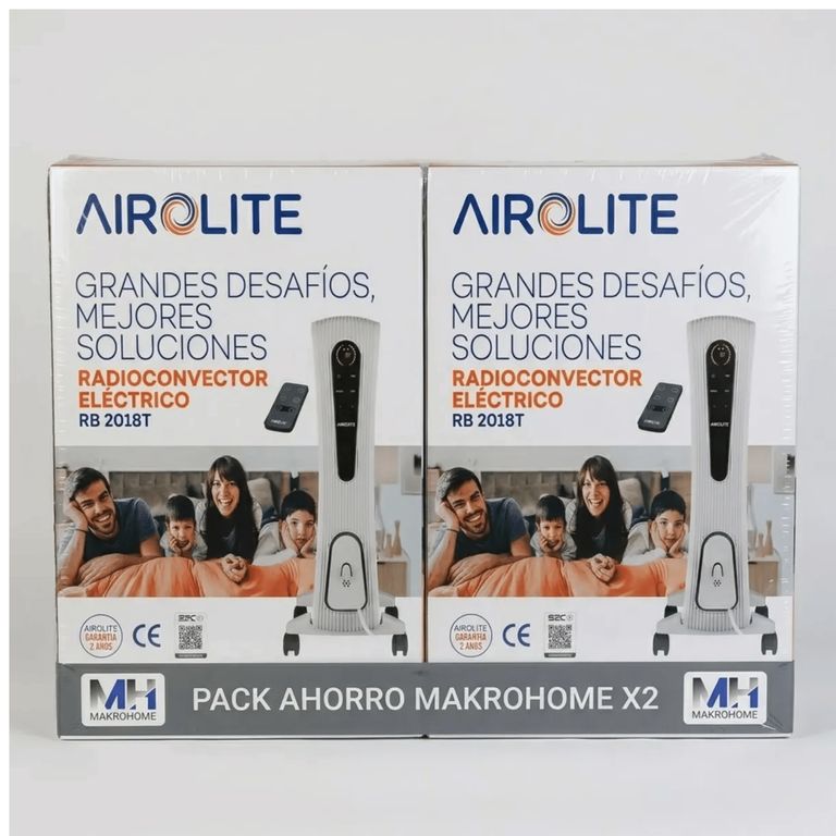 AIROLITE Pack X2 Radioconvector Electrico 2000w Touch Control Remoto