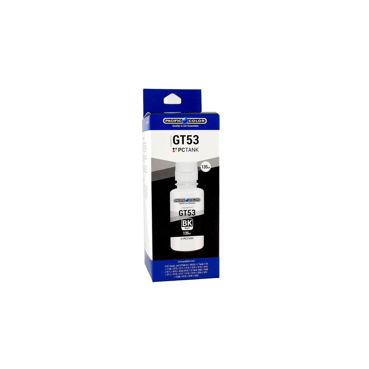PACIFIC - Tinta GT53 Negra 135ml Compatible HP Smart Tank Pacific Color