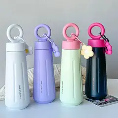 HOMEY - Botella Termica Kawaii, Por Unidad, En Colores variados, Para Caliente y frio. 600Ml