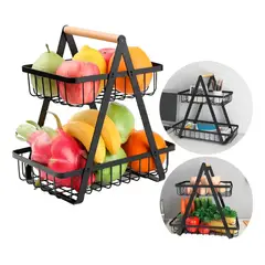 IRM - Frutera Doble Canasta X2 Organizador Cesta Frutas Rectangular Estantes Cocina Calidad FIGOIMPORT